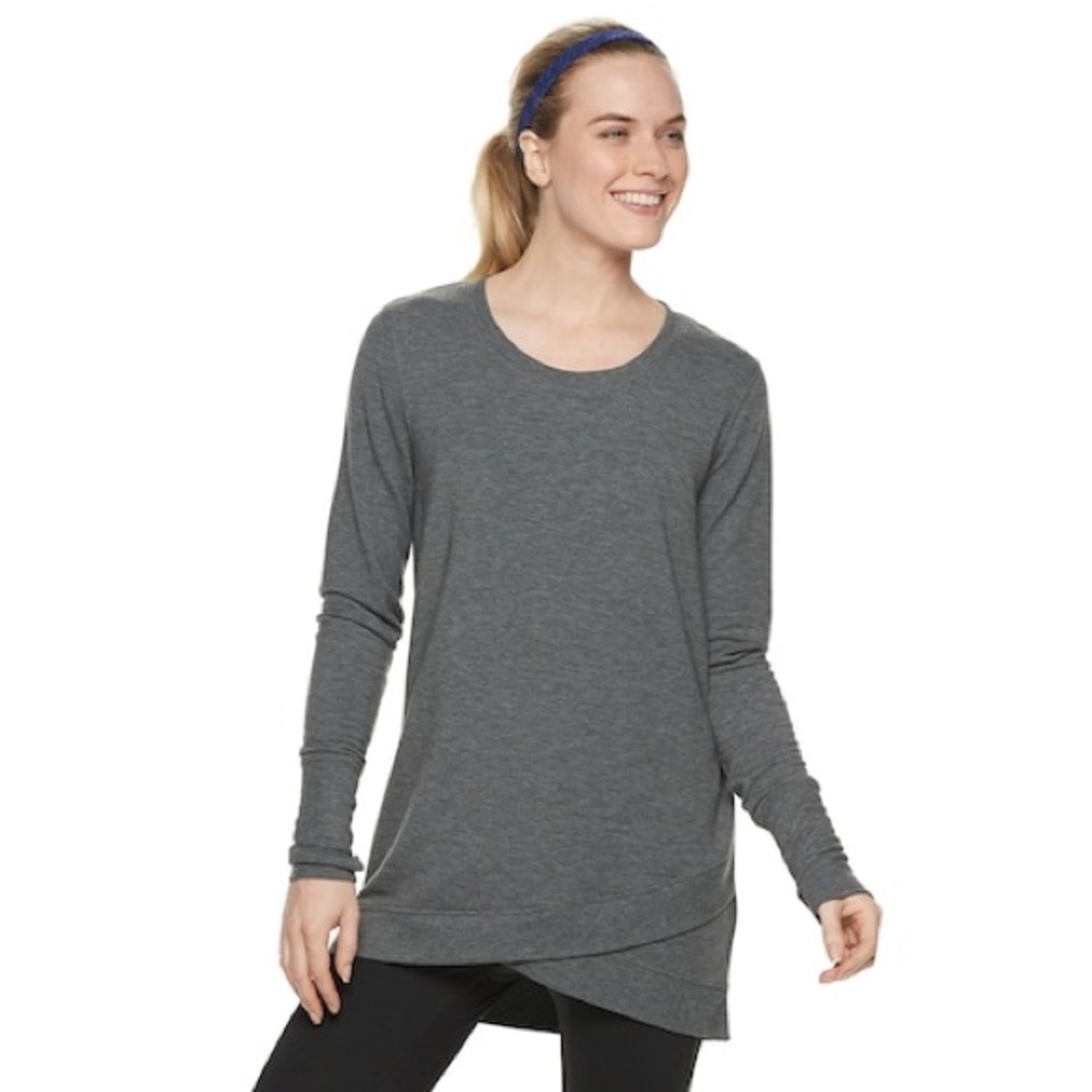 Tek Gear Cross Over Hem Tunic Charcoal XS
